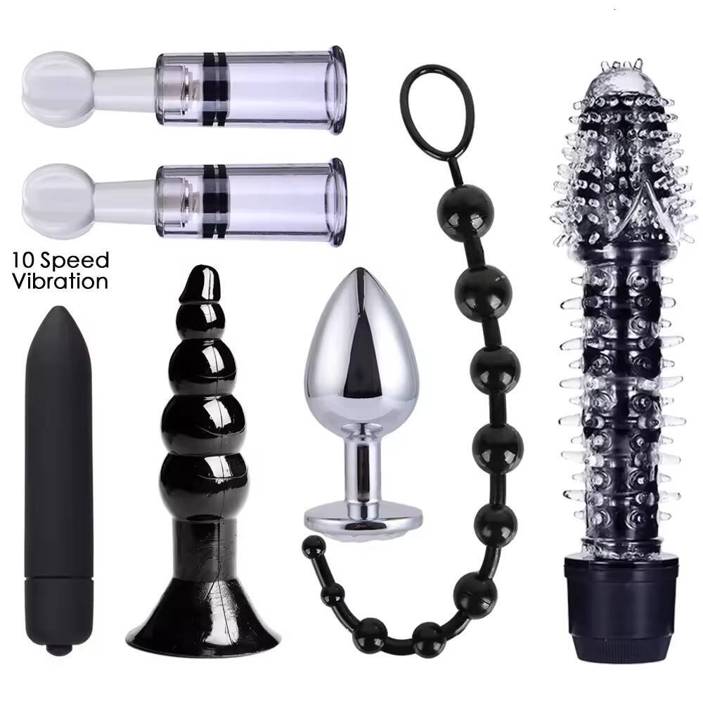 Sm Sex Toys 26 Pieces of Nipple Clamps Handcuffs Whip Rope Anal Vibrator Sex Aid Binding Bondage Set for Couples Sex Games