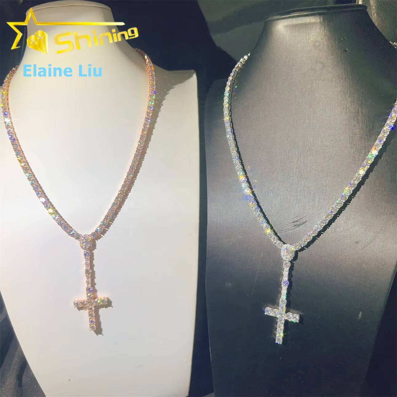 Hip Hop Jewelry Fashion 5mm D Color Vvs Moissanite Diamond Tennis Bracelet Silver 925 Tennis Chain Necklace