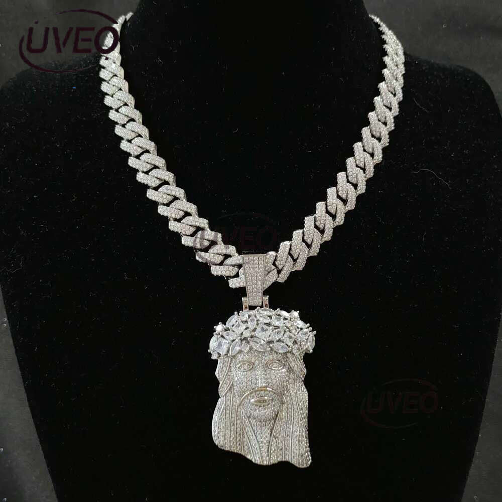 Jesus Pendant with 13mm Moissanite Cuban Chain Necklace Designer Hip Hop Jewelry for Men Gift