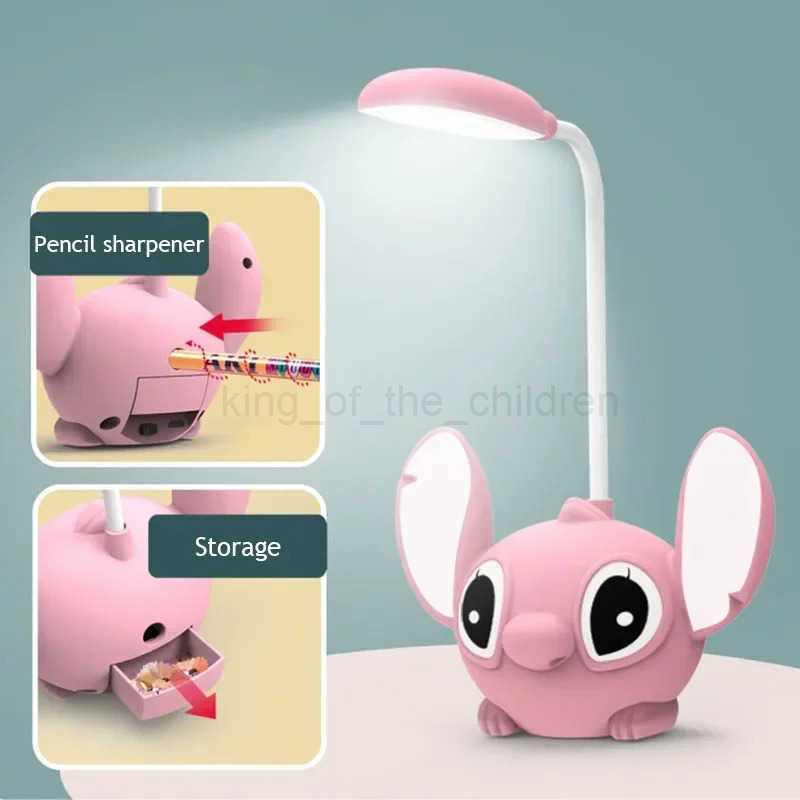 Disney Lilo Stitch Led Desk Lamp With Pencil Sharpener Foldable Light Cute Desk Lamp Usb Recharge Light Gift From Classmates W20250419