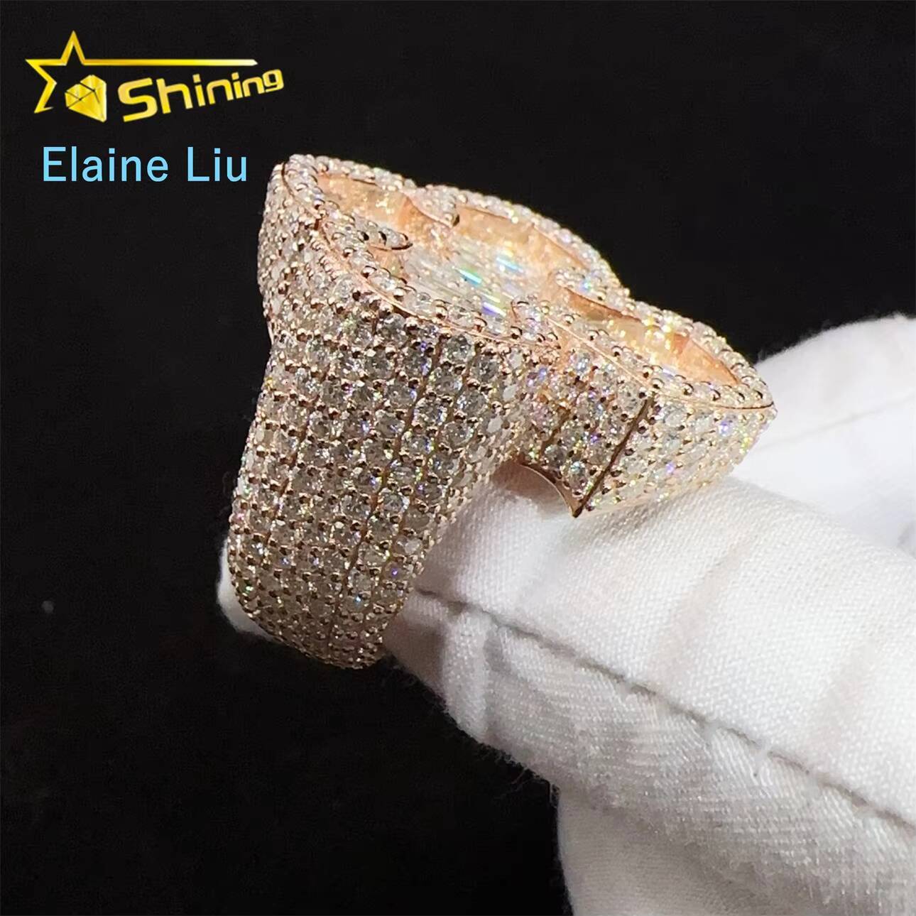 Pass Diamond Tester Hip Hop Style Hot Sale VVS Moissanite Diamond Men Cross Rings 925 Silver Iced Out Ring