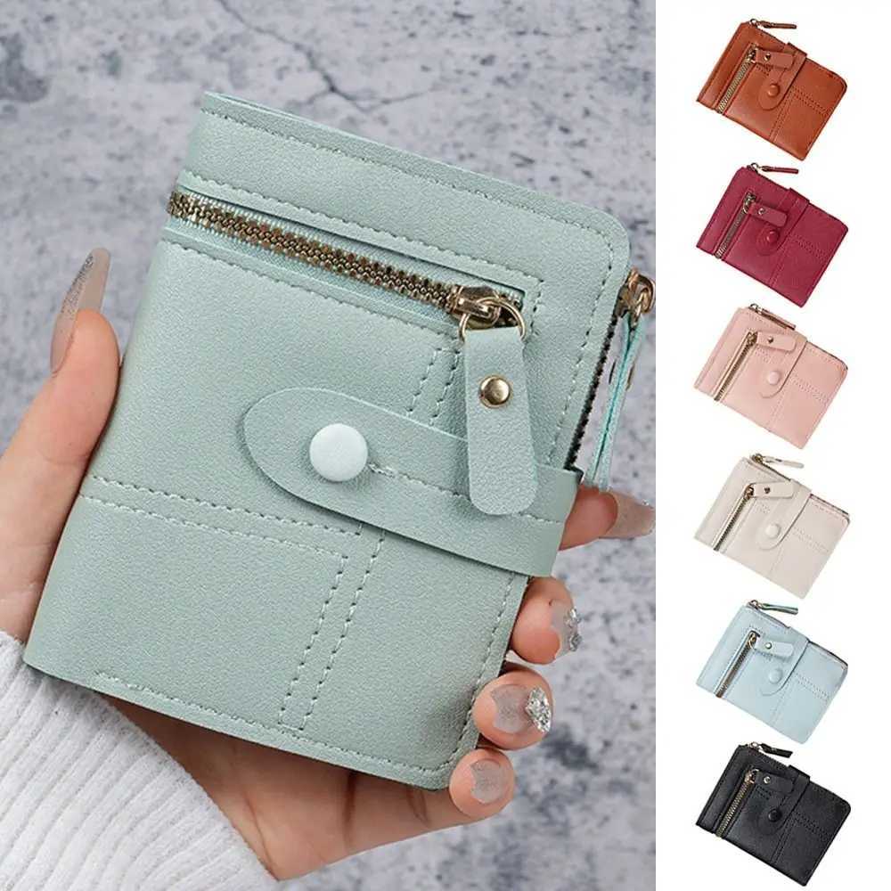 Simple Solid Color Button Wallet Ultra-Thin PU Leather Thin Wallet Short Design Card Clip Ladies UseT251119