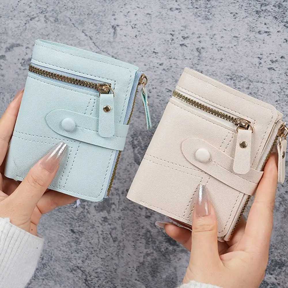 Simple Solid Color Button Wallet Ultra-Thin PU Leather Thin Wallet Short Design Card Clip Ladies UseT251119