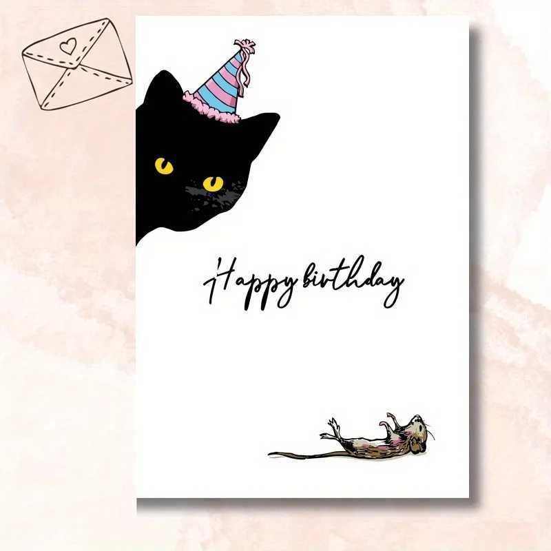 1pc funny for her husband best friend birthday card cat birthday card G251119