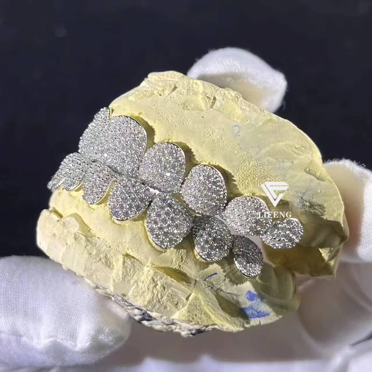 Lifeng Jewelry Custom Hiphop Rapper Diamond Grillz Iced Out Perm Cut 925 Sterling Silver Moissanite Grillz for Men