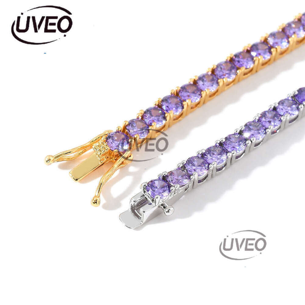 Bracelet 4mm sterling silver set Purple Ice out VVS Moissanite tennis Bracelet Men Women Couple Hip Hop Free delivery