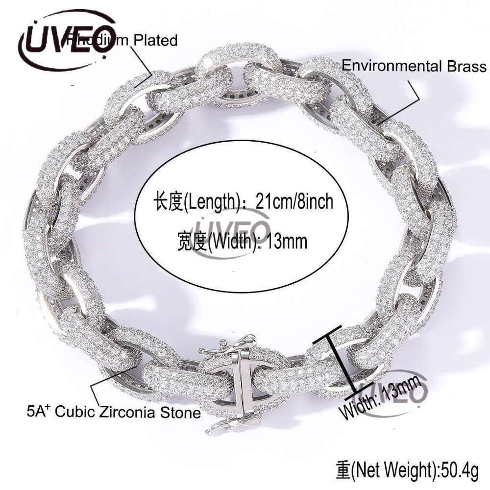 Luxury Hip Hop Chain Necklace 13mm ice out VVS Moissanite Cross Chain Necklace bracelet for men and women Free delivery