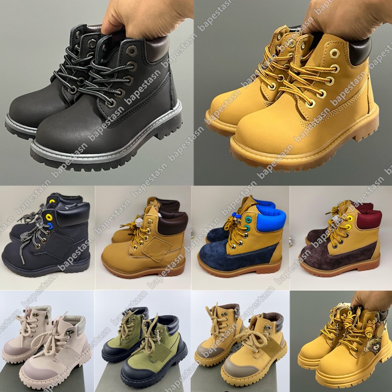 designer boots Kids matin Boot Toddlers baby Girls boys boot trainers Leather With Footwear shoes youth enfant Children shoe winter sneaker 26-35