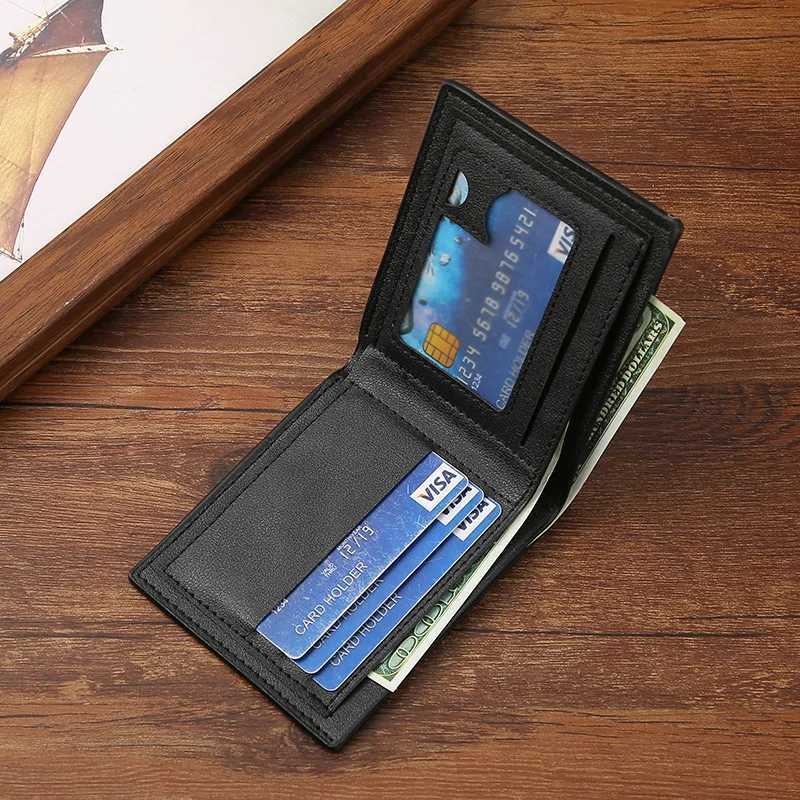 New in 1pc Mens Wallet Short Money Clip Business Casual Horizontal PU Leather Clip Fashion Large Capacity Soft Leather WalletT251119
