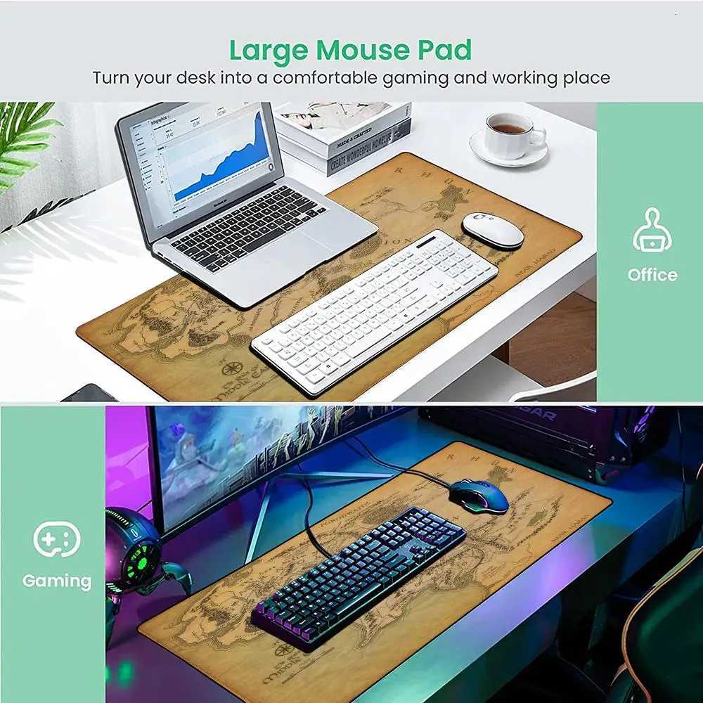 Retro scroll map large Mouse Pad Desk Mat with Stitched Edge Rubber anti-slip pc accessories Gaming mat keyboard mouse padsM251119