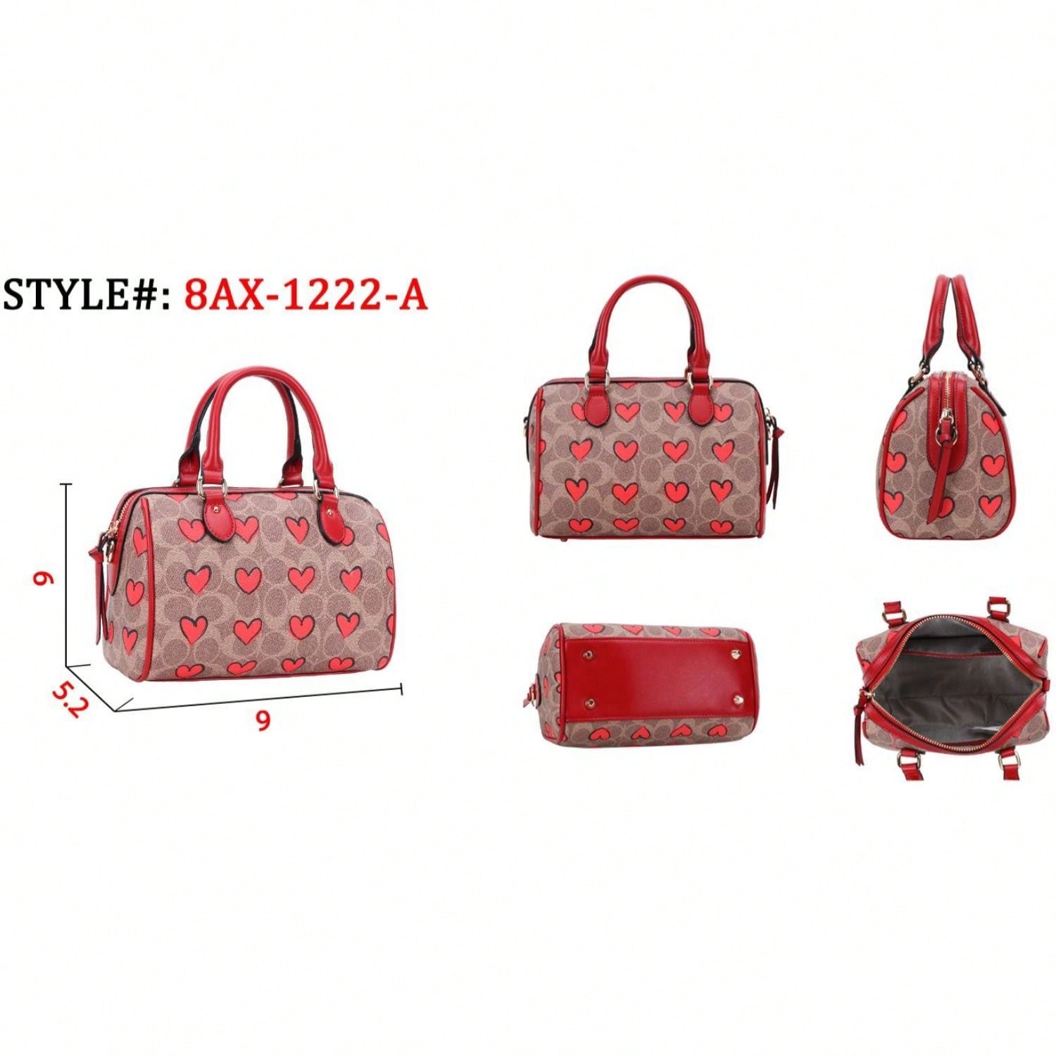 Womens Rowan Satchel In Signature Canvas With Stripe Heart Print