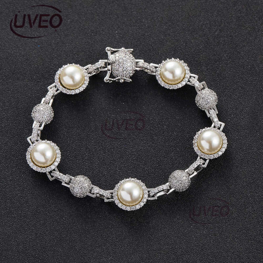 Luxury Hip hop Ice out VVS Moissanite Pearl necklace bracelet for men and women Free delivery