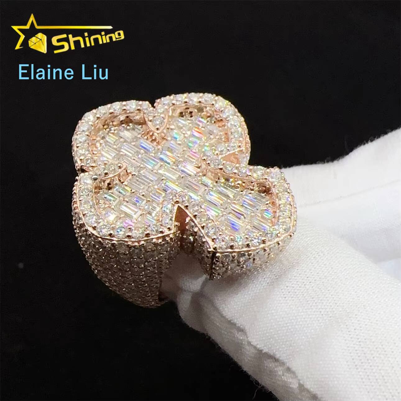 Pass Diamond Tester Hip Hop Style Hot Sale VVS Moissanite Diamond Men Cross Rings 925 Silver Iced Out Ring