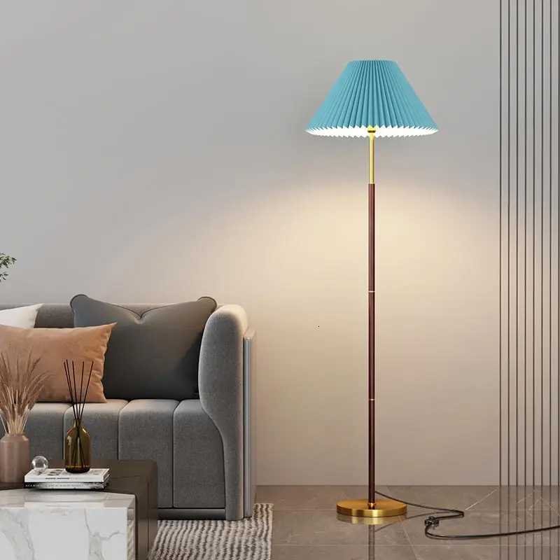 Nordic Stand Lamp Led Floor Light Design Living Room Sofa Bedroom Bedside Decoration Home Lighting Fixture Fabric Lampshade M251119