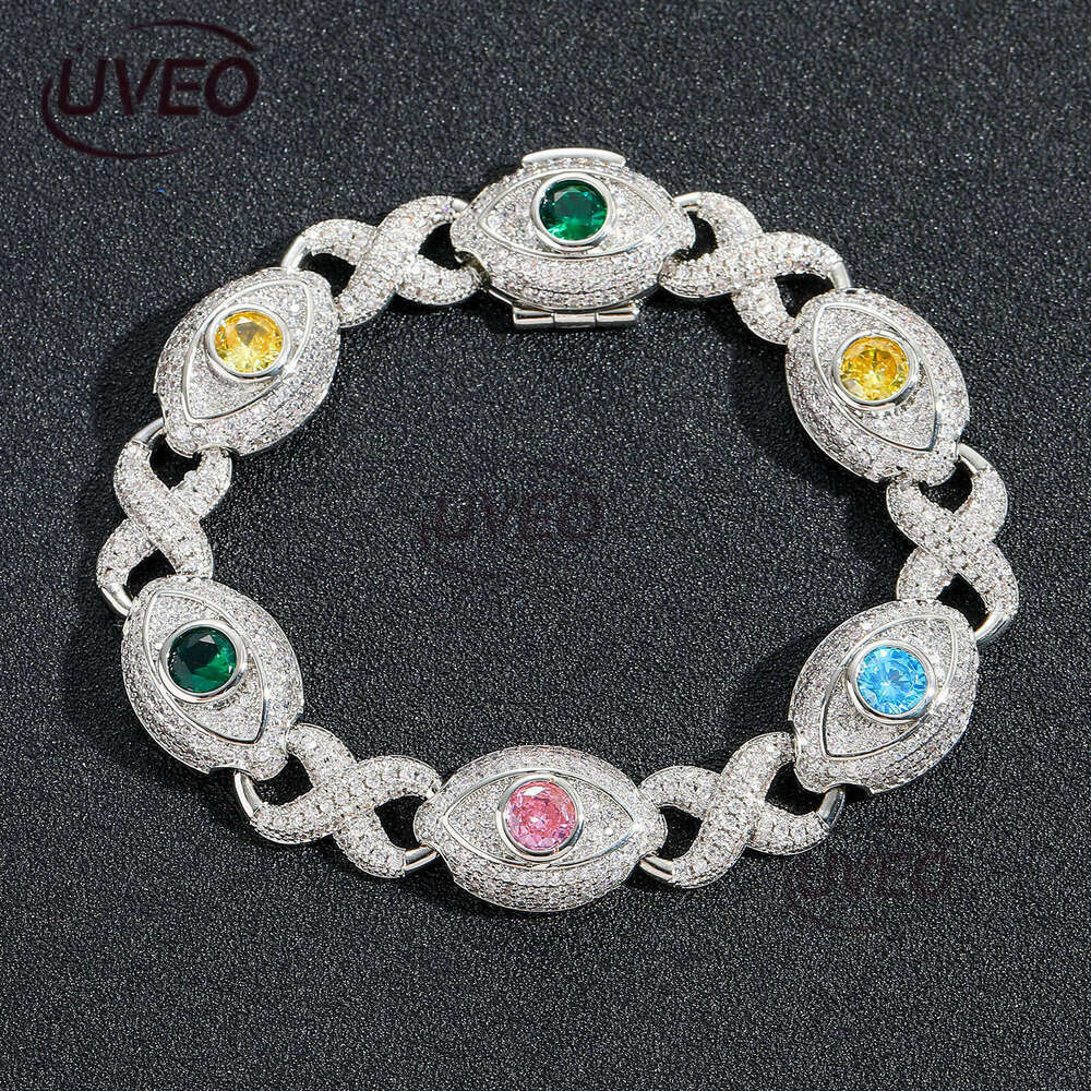 Luxury designer 8-strand 14mm Cuban Unlimited Eye chain, colored Ice out VVS Moissanite bracelet with free shipping