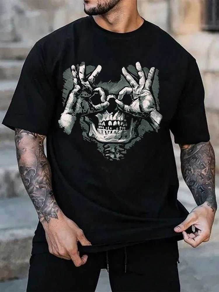 Halloween Street Mens Tshirt Skull Print Mens Tshirt Casual Shortsleeved Top Outdoor Sports Fashion Mens Tshirt ClothingXJ251023