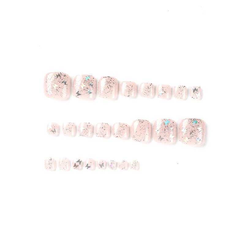 24pcs Bling Fake Toe Nails Press on False Toenails Acrylic Reusable Fake Nail Tips Decorated French Toe Nails New TrendT251118T251119