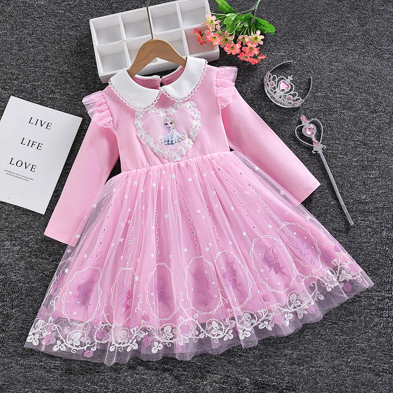 Disney Children's Designer Summer Princess Dress Birthday Party Dress Girls' Clothing Elsa Children's Clothing Elsa Dress Frozen Comfor