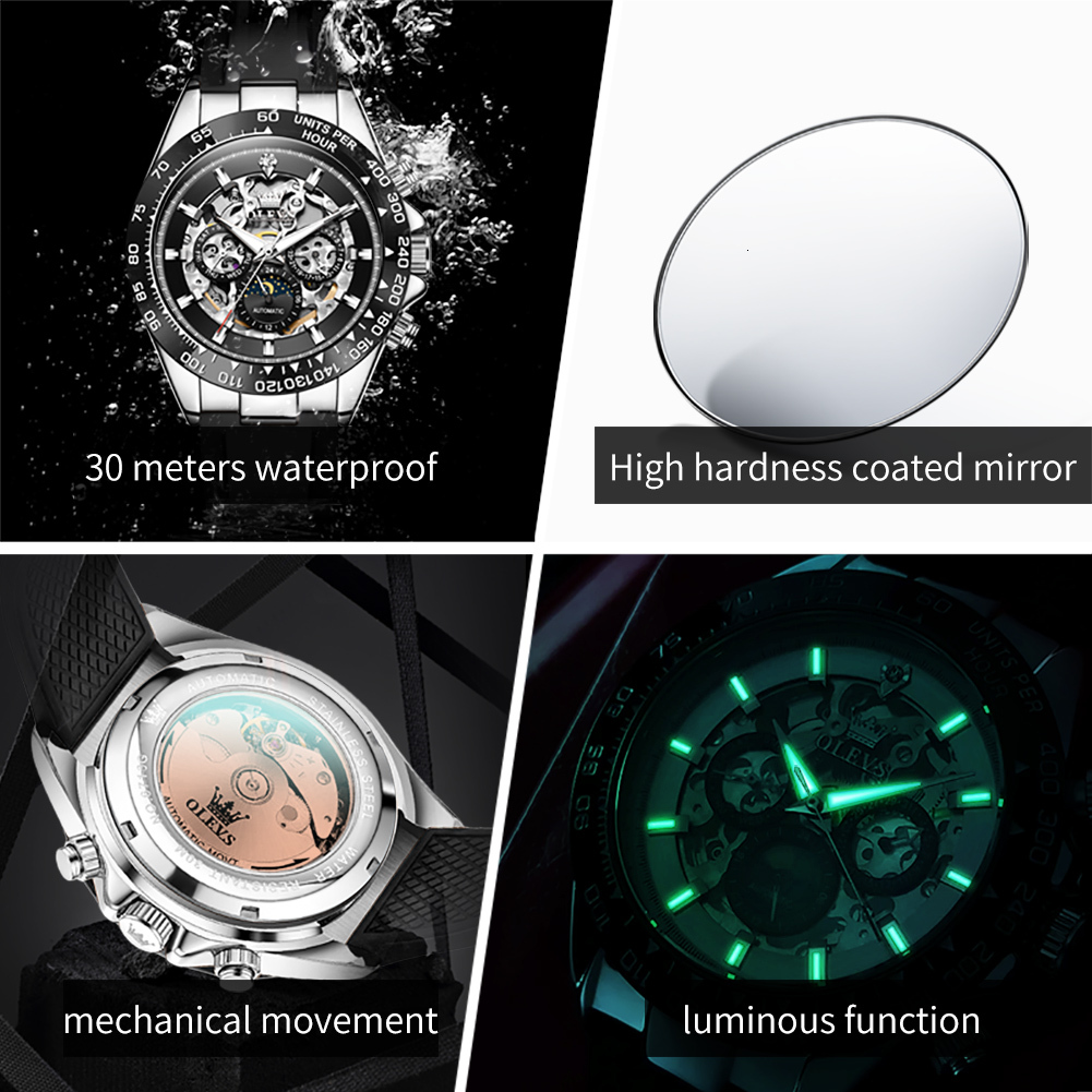 OLEVS Designer Men's Watches Luxury Outdoor Business Fashion Automatic Mechanical Watches Men's Multi-functional Watches Free Shipping Whole