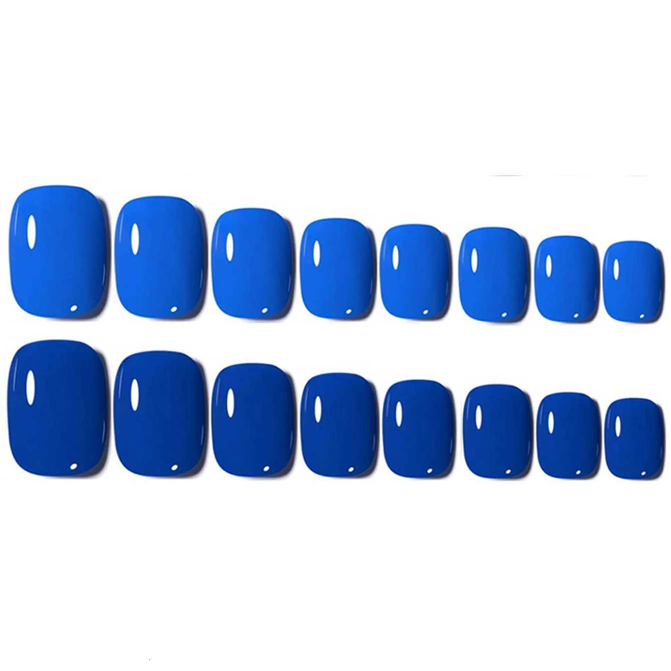 144PCS-Short Square Blue Series Fake Nails Art Set- Full Cover Fake Nail Set For Stylish Women Girls Perfect for DailyT251118T251119