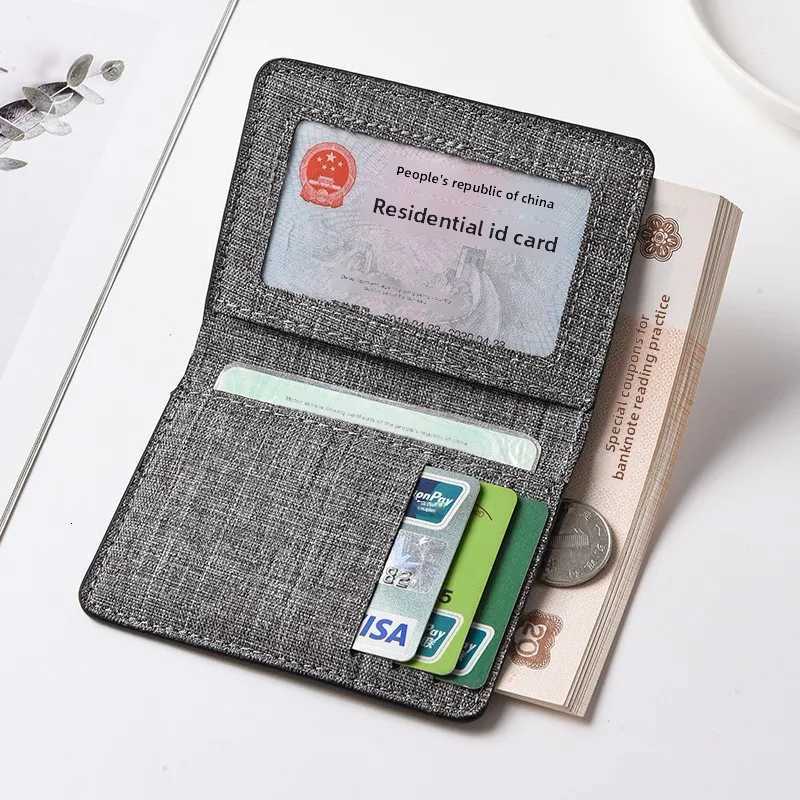 Ultra thin mini short canvas wallet for men simple drivers license card holder compact student walletT251119