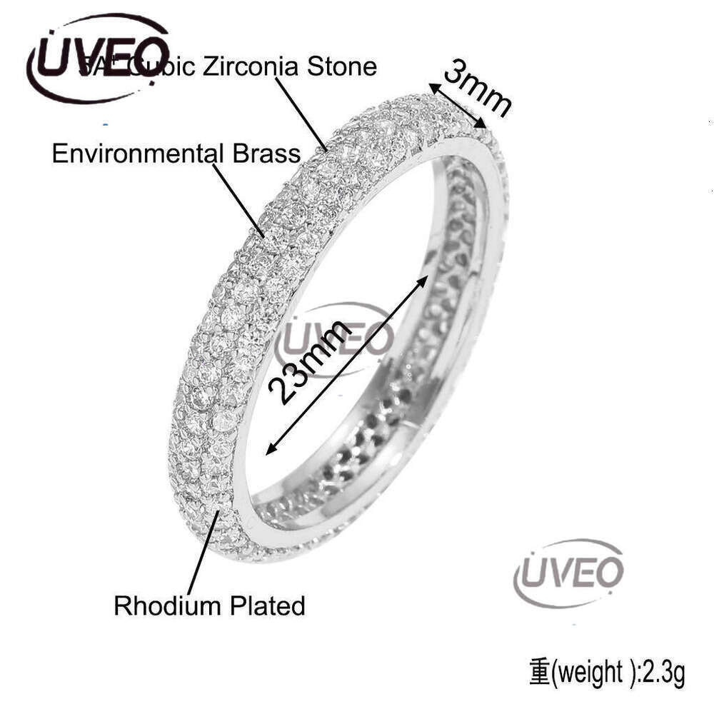Luxury designer Hip hop Ring micro-set with three rows of ice out VVS Moissanite rings, Hip Hop men's and women's rings with free shipping