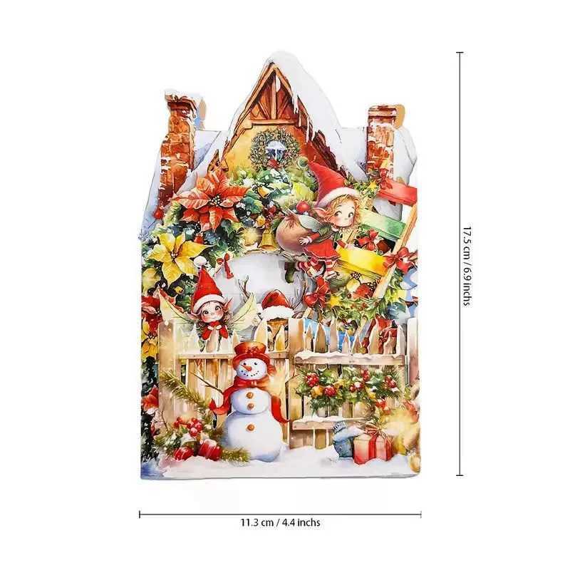3D Christmas Night before Christmas Scene Card with Santa Reindeer Snowy Village Moonlit Sky Festive Holiday Greeting Card G2511191