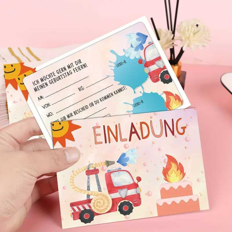 16 Pieces Anime Fire Brigade Invitation Cards Exquisite Fire Brigade Pattern Design Personalized Paper Material G251119