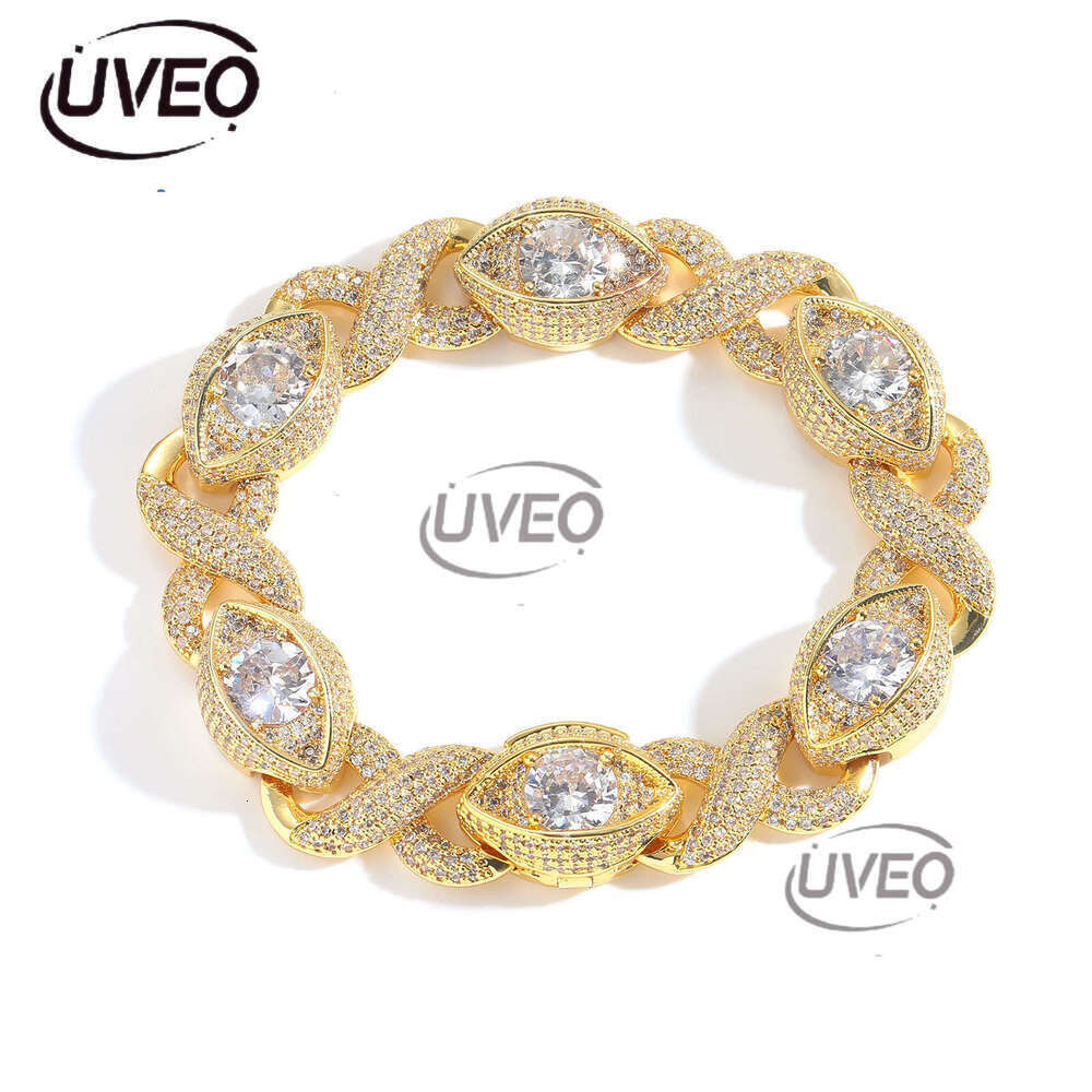 Luxury Hip Hop 15MM Infinite Eye 8-figure Cuban Chain with micro-inlaid Ice out VVS Moissanite, men's and women's bracelet Free delivery