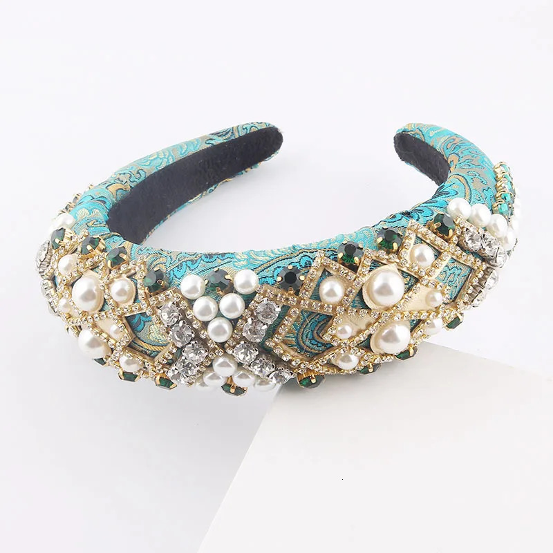 Craft Rhinestones Baroque Wide Headbands For Women Fashion Party Elastic Hairband Hair Accessoires Hair Hoop 250418