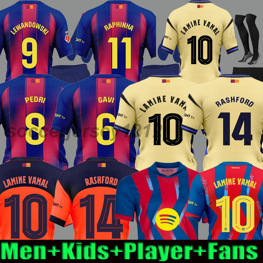 Soccer jerseys LAMINE YAMAL Rashford 25 26 LEWANDOWSKI barcelone PEDRI GAVI FERRAN RAPHINHA 2025 2026 F. DE JONG Camisetas barcalona football shirt men kids set kit 68