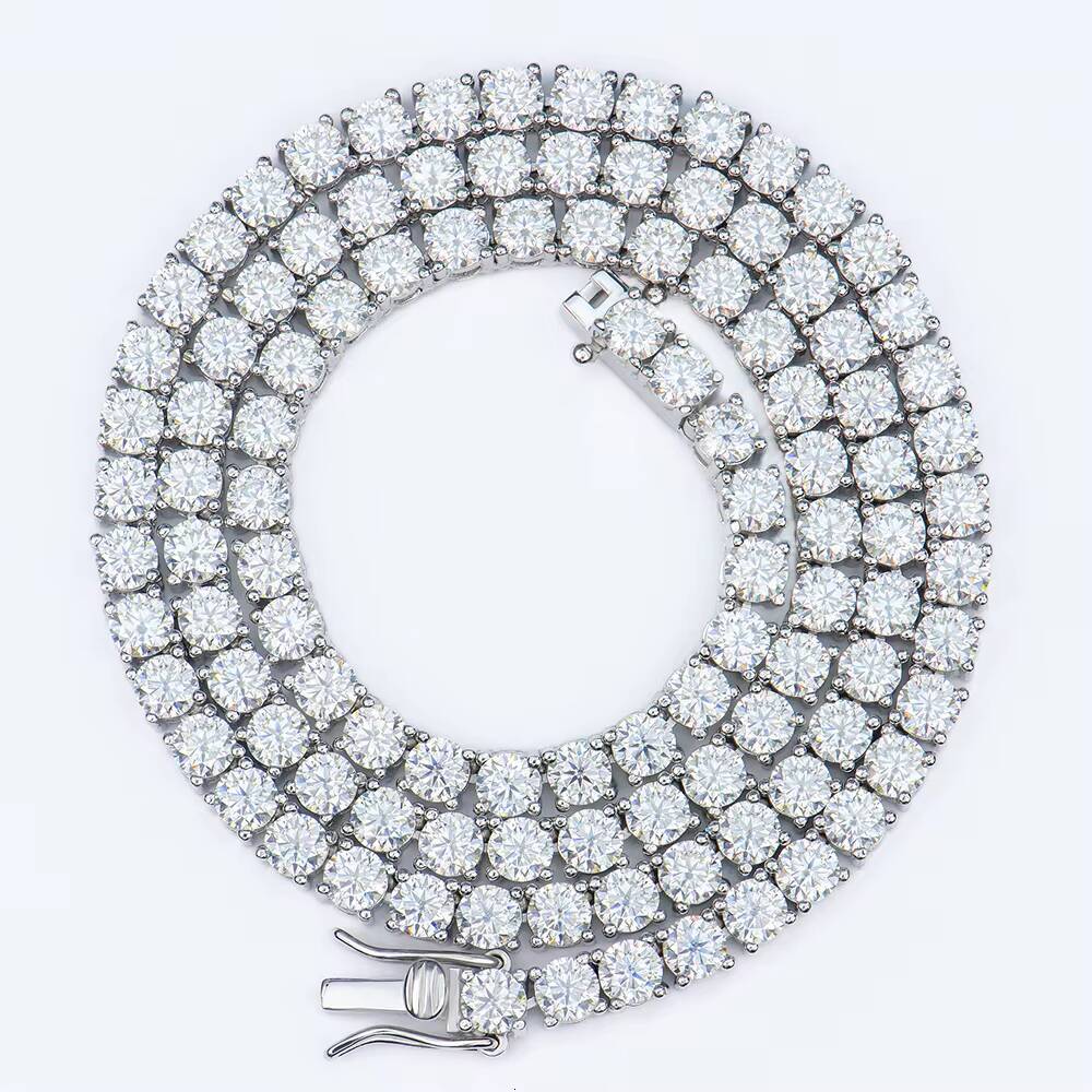 Xingyue 4mm Wholesale Men Women Hip-hop Jewelry 925 Sterling Silver Gra Vvs Mossanite Moissanite Diamond Tennis Chain Necklace