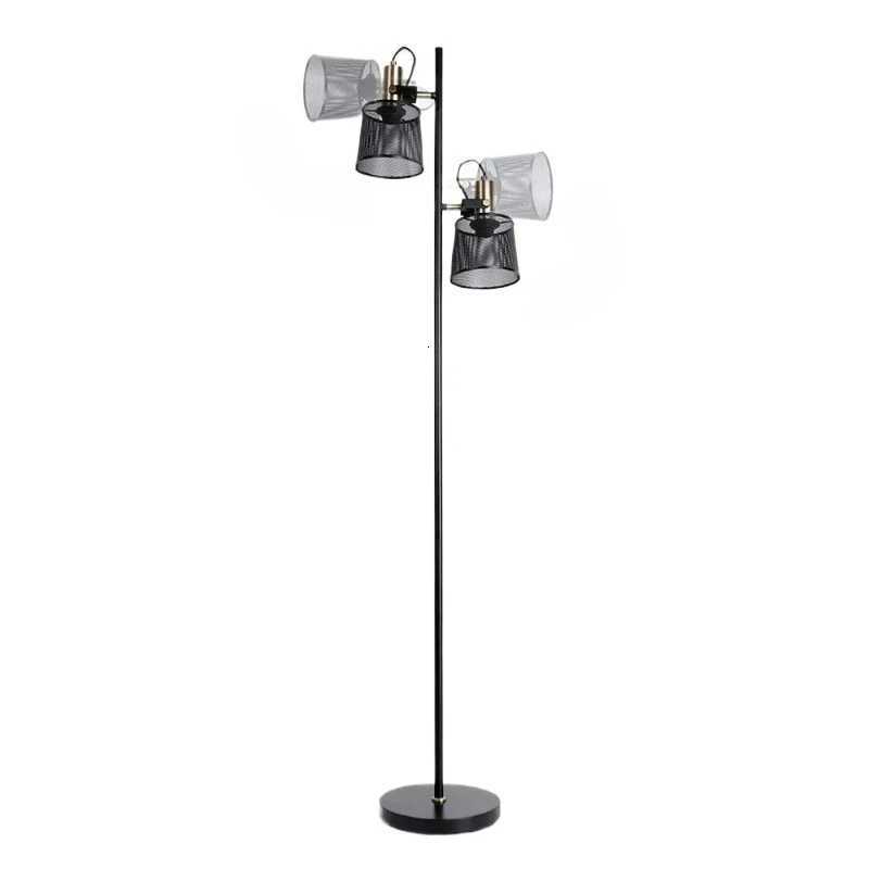 Nordic Vintage LED Floor Lamp Rotundity Grid Lampshade Foot Switch Rotable Living Room Bedroom Restaurant Kitchen Standing Light M251119