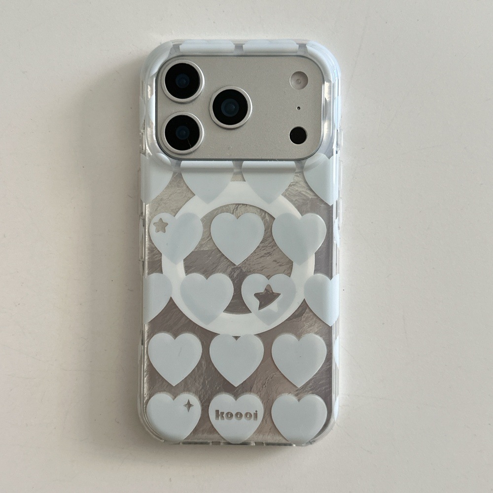 Pink Blue Heart Magnetic Phone Case Compatible with iPhone 17/16 Pro Cartoon Stand Protective Case iPhone 15/14