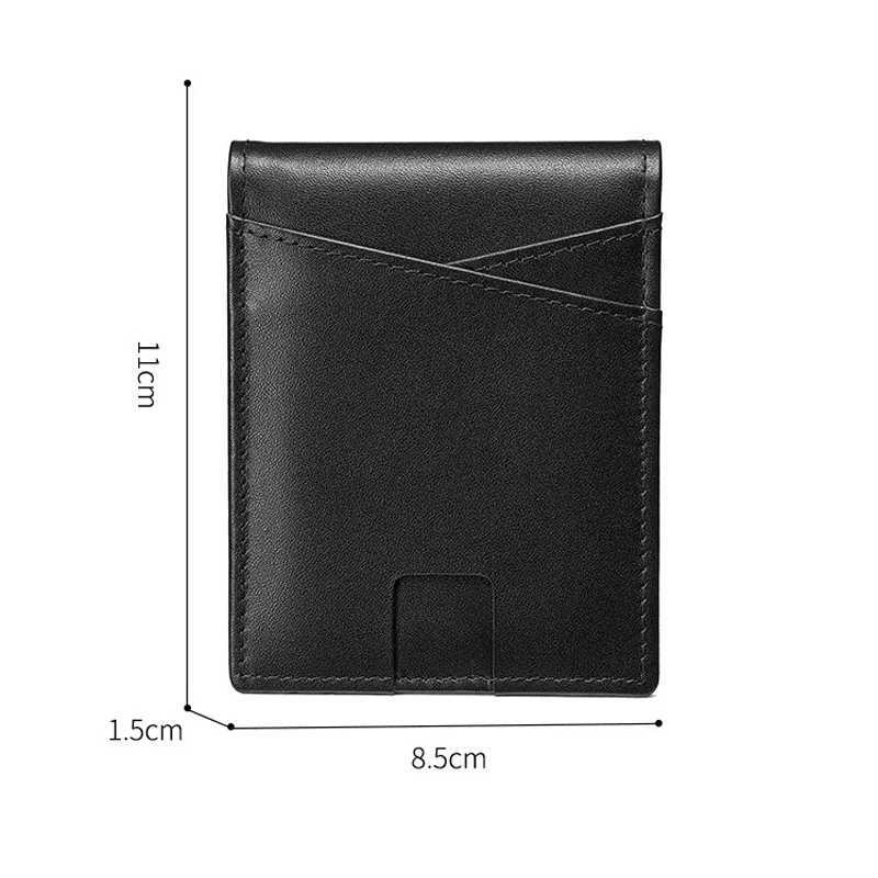 RFID Blocking Genuine Leather Wallet For Men Cash Clip Credit Card Holder ID Case Purse Small Pocket Money BagT251119