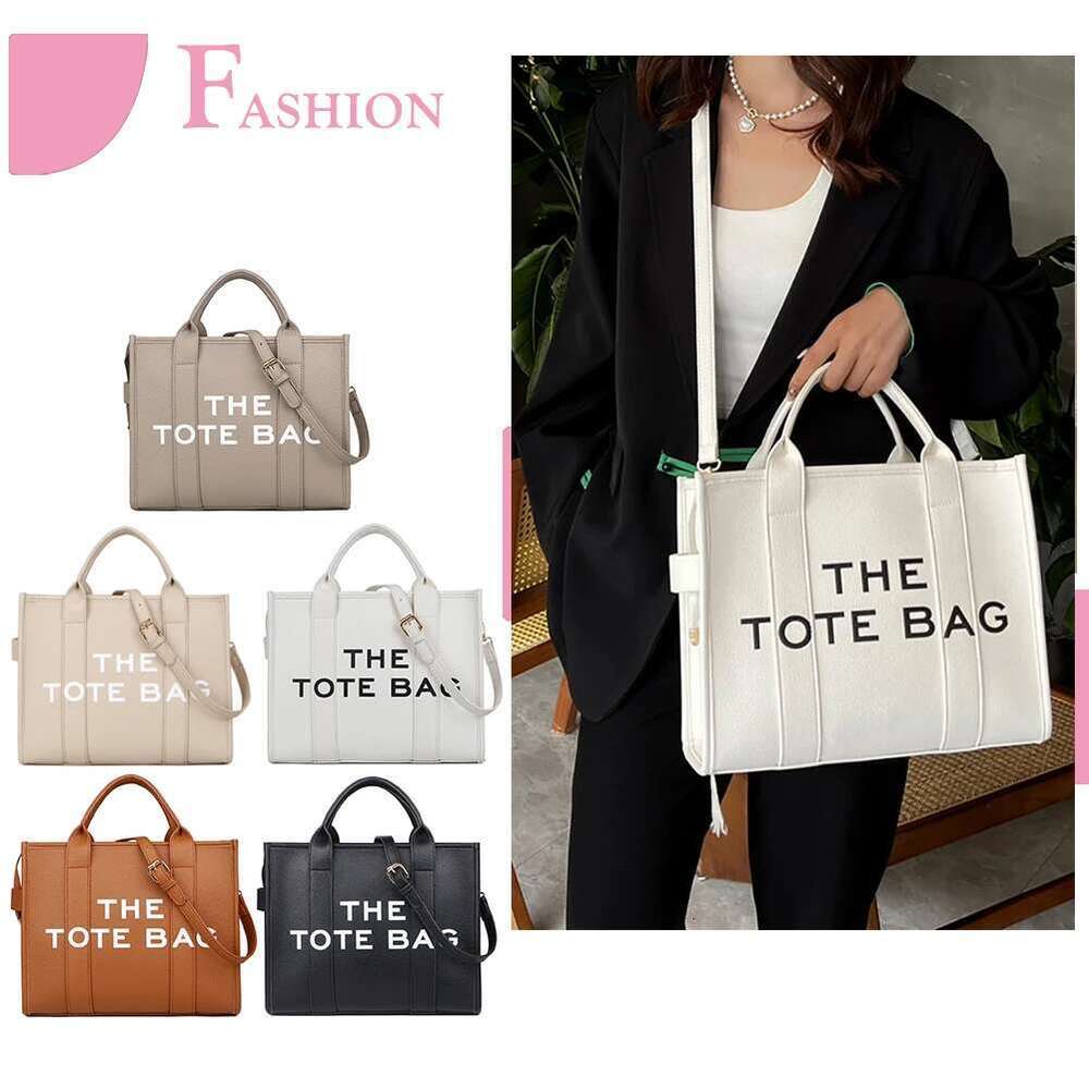Women Designer Handbag Simple PU Letter Tote Bag Fashion Satchel Purse Large Capacity for Outdoor Travel Work Shopping