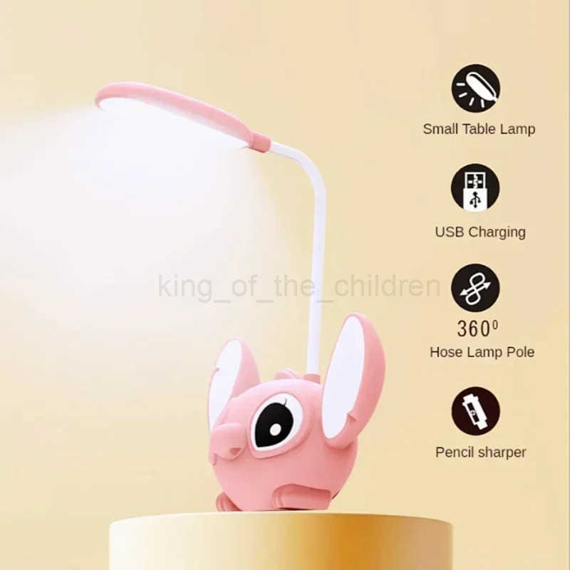 Disney Lilo Stitch Led Desk Lamp With Pencil Sharpener Foldable Light Cute Desk Lamp Usb Recharge Light Gift From Classmates W20250419