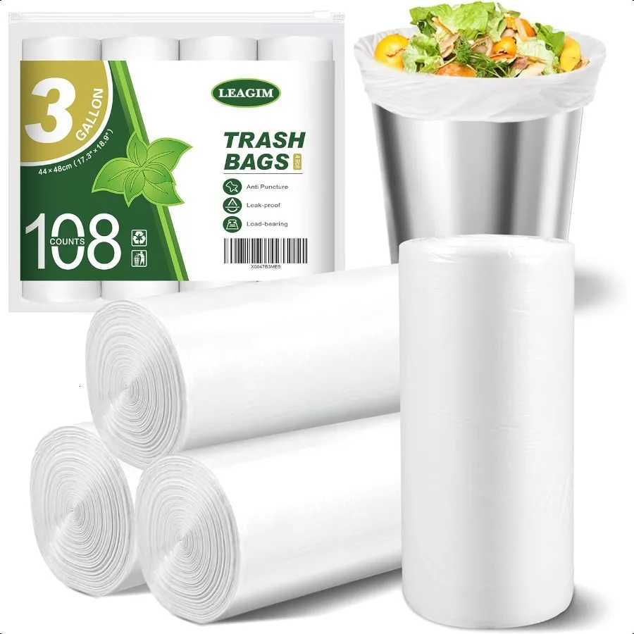 Small Trash Bags 3 Gallon 108 Count Garbage Bags Bathroom Mini Trash Can Liners fit 1013 Liter Clear C251119