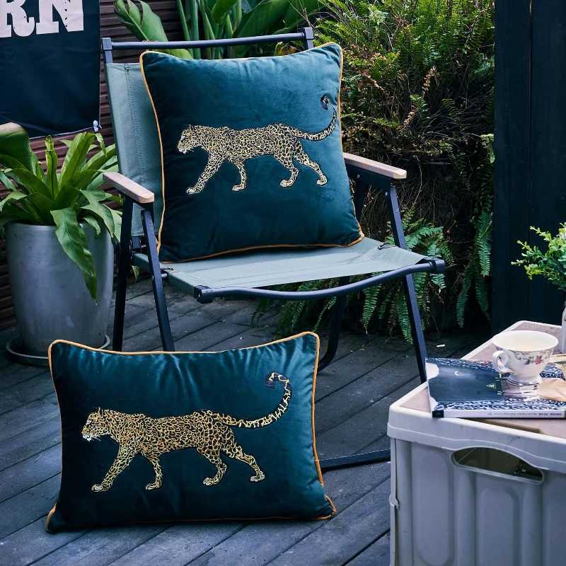 Embroidered Cushion Cover Cotton 45x45cm Animal Style Ornamental Case For Living Room Luxury Home DecorM251119