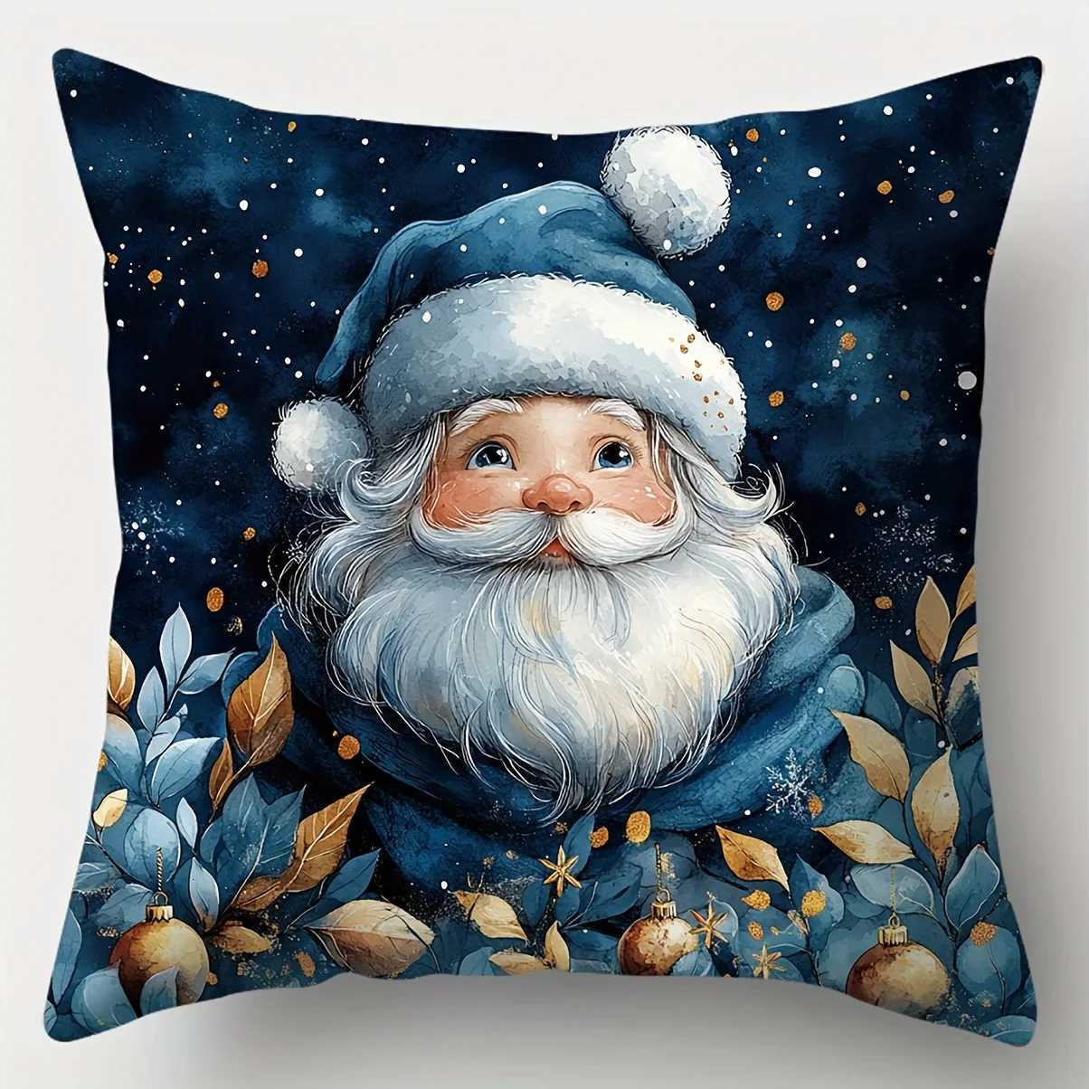 4pcs Holiday Christmas Covers Modern Blue Winter Night Design Stylish Decor for Living Room SofaM251119