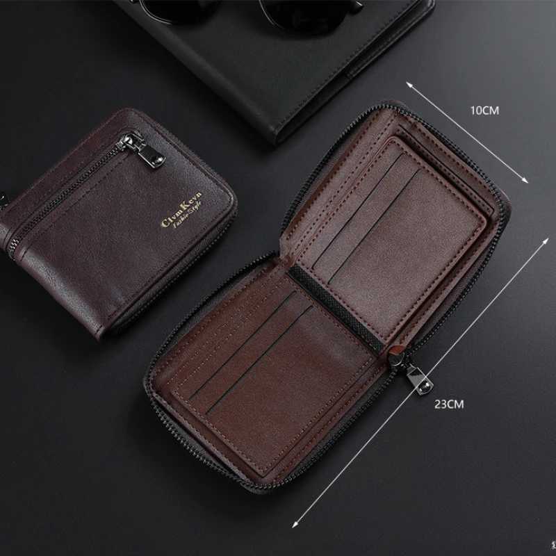 2025 New Mans Short Bifold Wallets Multi Card Fashion PU Leather Wallet High Quality Men Classic Wallet with Coin Bag ZipperT251119