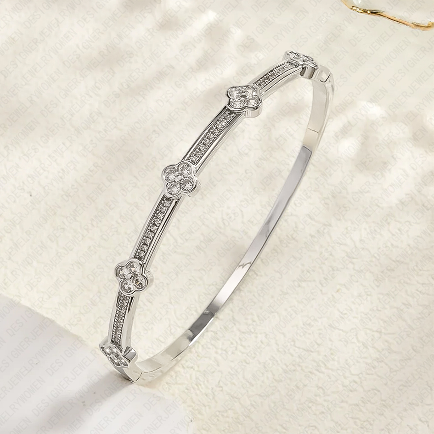 Designer Bracelet Bracelet for Women Bracelets Flower Bangle Full Pave Bangles Luxury Jewlery Designer for Women Elegant Timeless Sparkling Gift Premi