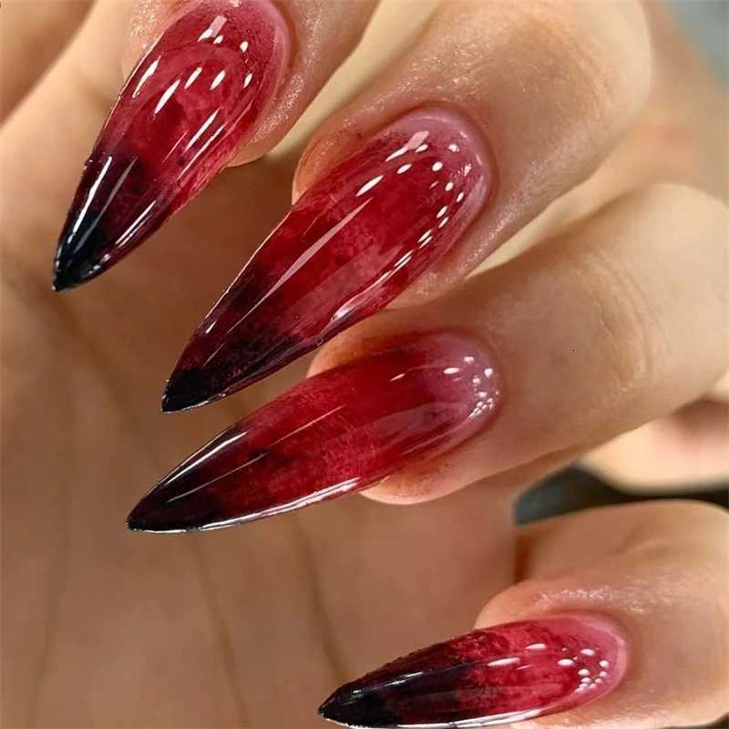 24Pc Halloween Spider Skull Blood Cool Spice Style False Nails Almond Head Detachable Finished Fake Nail Press on Nail with GlueT251118T251119