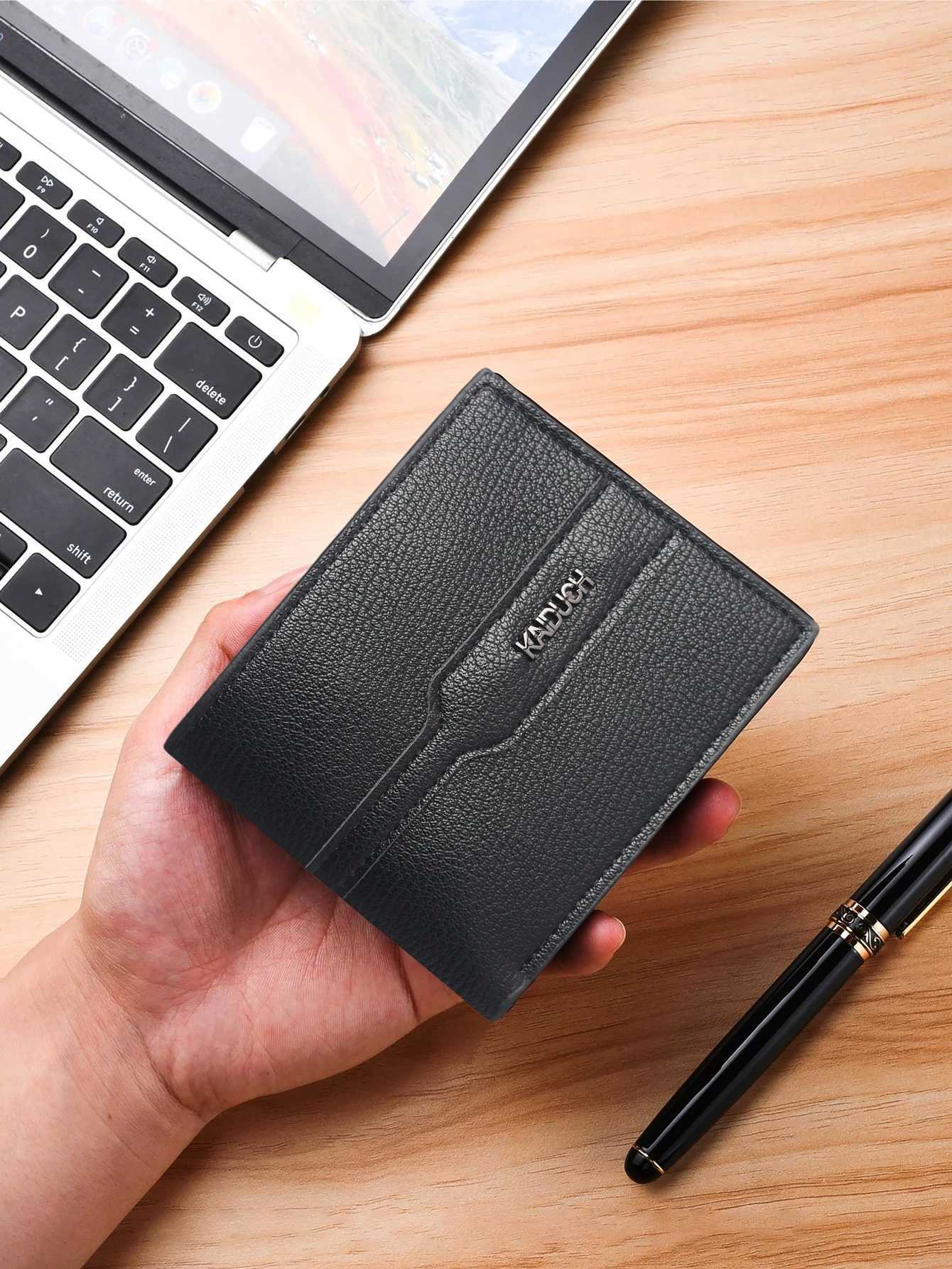 Mens Short Wallet PU Leather Slim Minimalist Front Pocket Wallet with Built-in Zippered Coin Pocket Multiple Card SlotsT251119