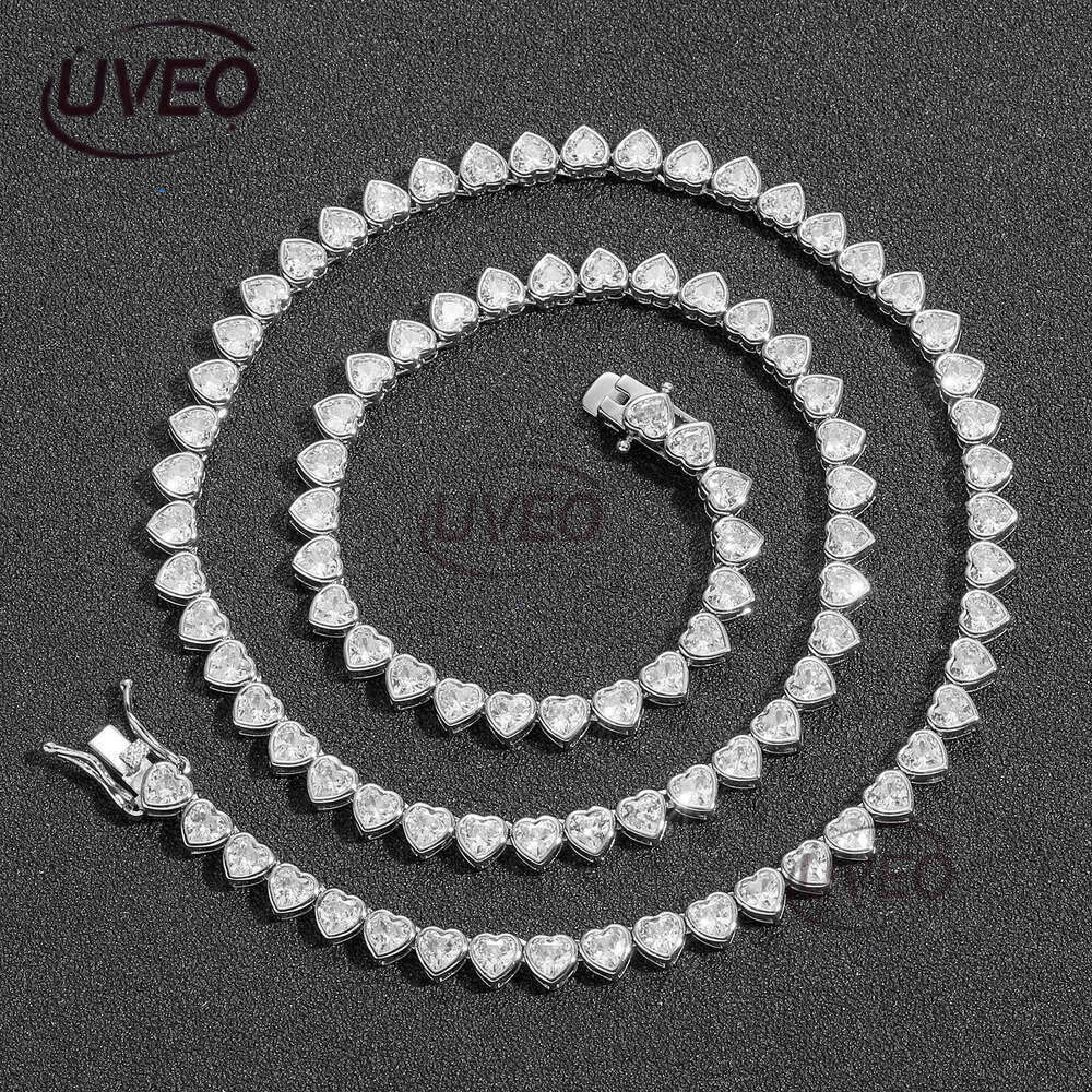 Luxury Hip Hop Ice out VVS Moissanite 4mm heart-shaped tennis chain Necklace bracelet for men and women Free delivery