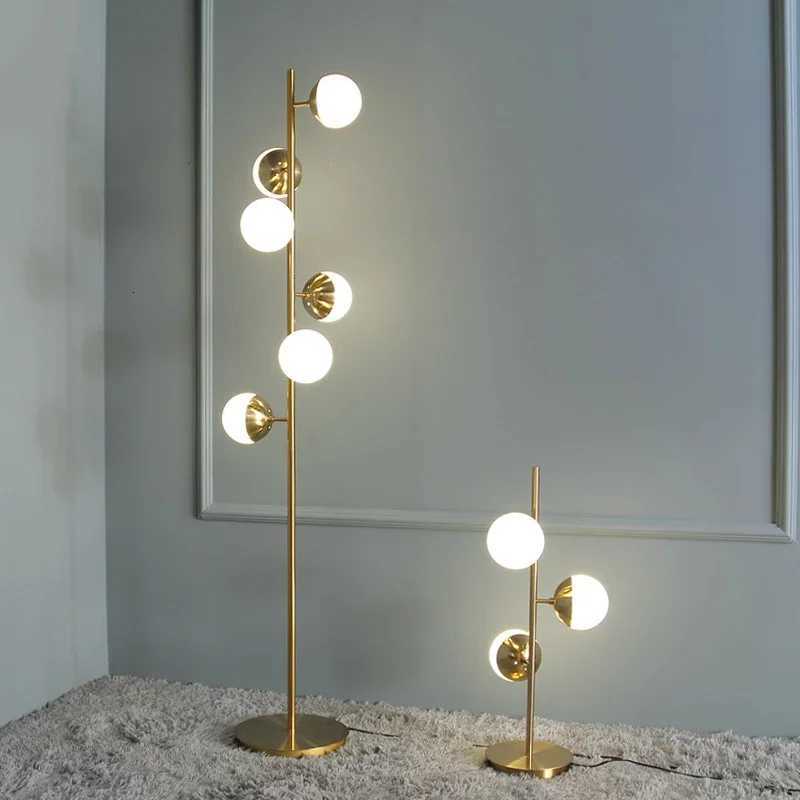 Post Modern Corner Floor Lamp Vertical Bar Glass Ball Floor Lamps for Living Room Nordic Decoration Home Designer Light M251119