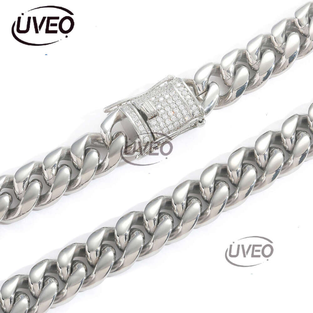 Luxury Hip Hop 6-18mm sterling silver Ice out VVS Moissanite Necklace Bracelet Cuban Chain Free delivery