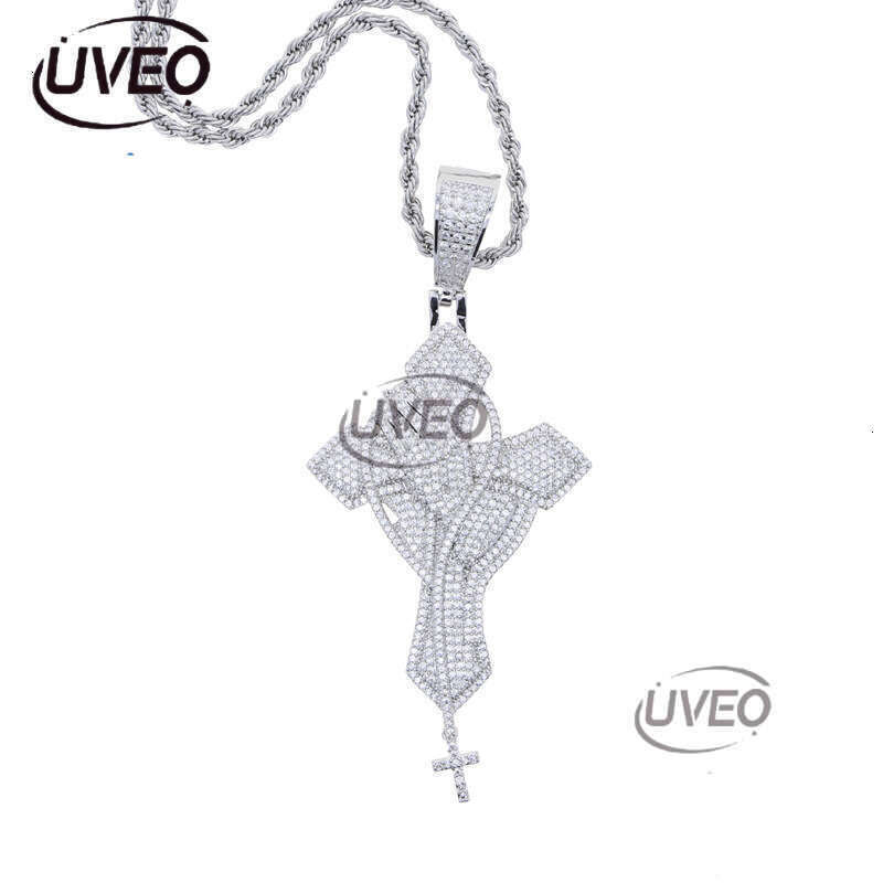 New Prayer Ice out vvs Moissanite Cross pendant Fashion trend Hip hop chic men's accessories Free shipping