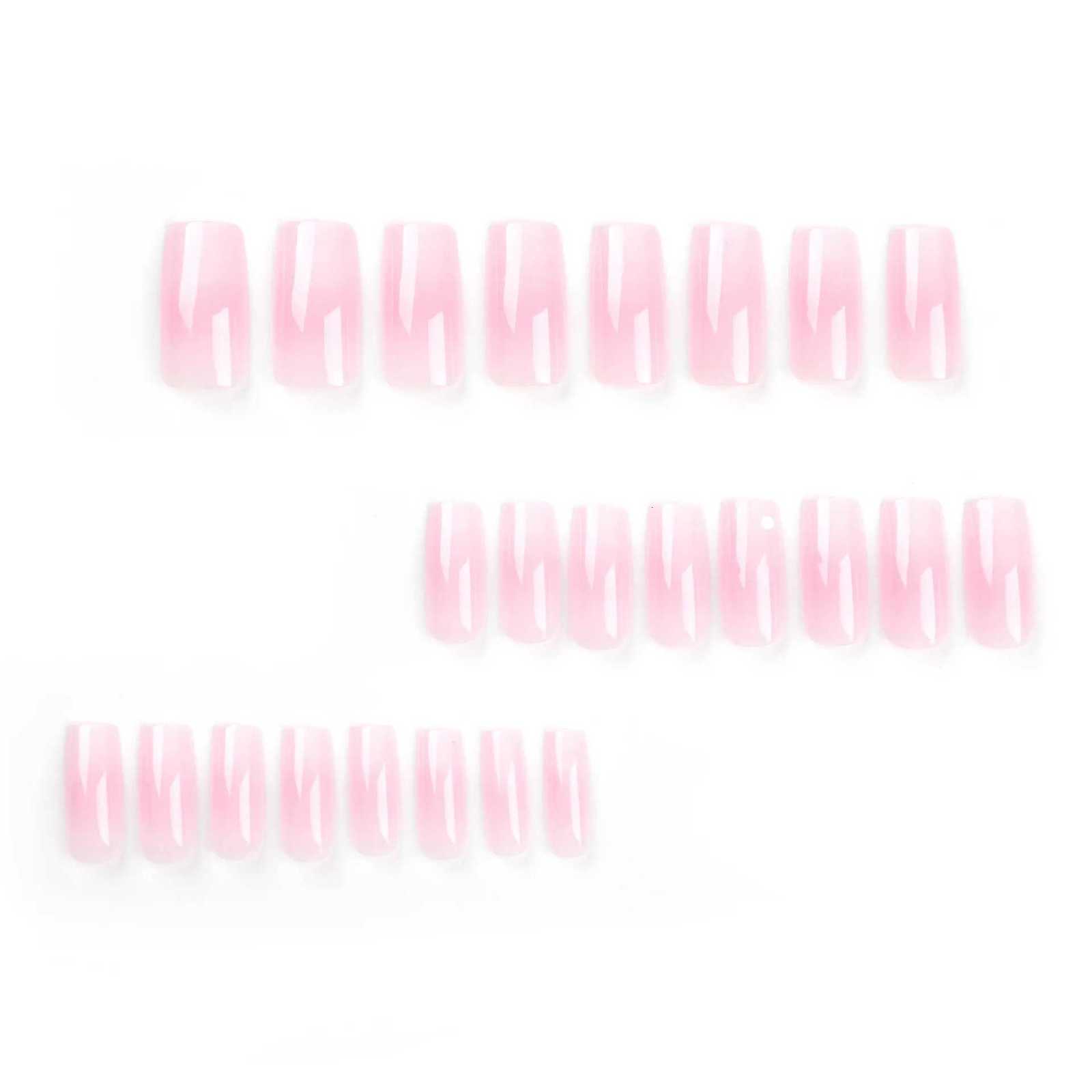 24 PCs Long French Gradient Minimalist Nails with 1 Jelly Gel and 1 Nail FileT251118T251119