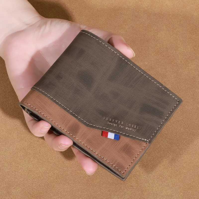 Mens Short Frosted Leather Wallet - Large Capacity with Multi-Slot Coin Pocket Photo Holder Compact Small Mens PursesT251119